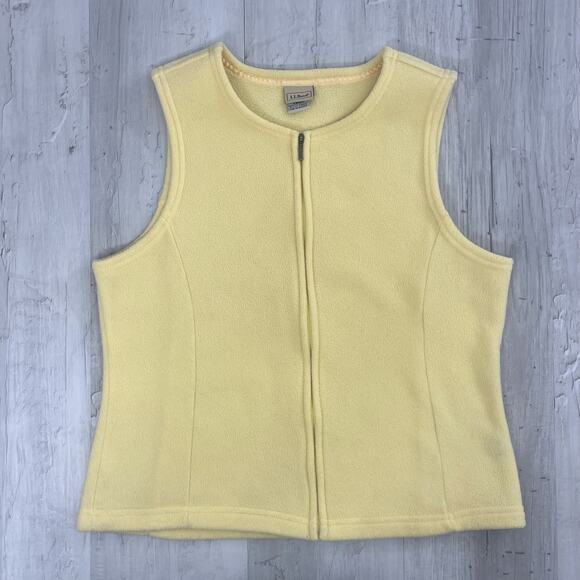 L.L. Bean Vintage Yellow Soft Sleeveless Full Zip Bright Warm Polartec Vest Med - Picture 1 of 8